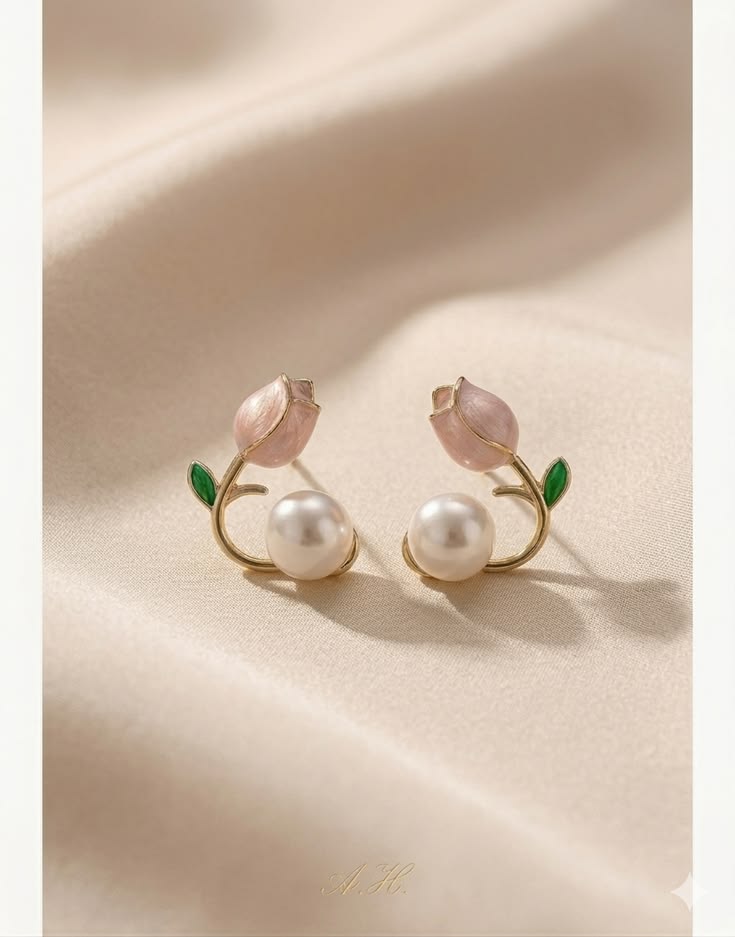 aesthetic korean style pink tulip earrings gift ideas